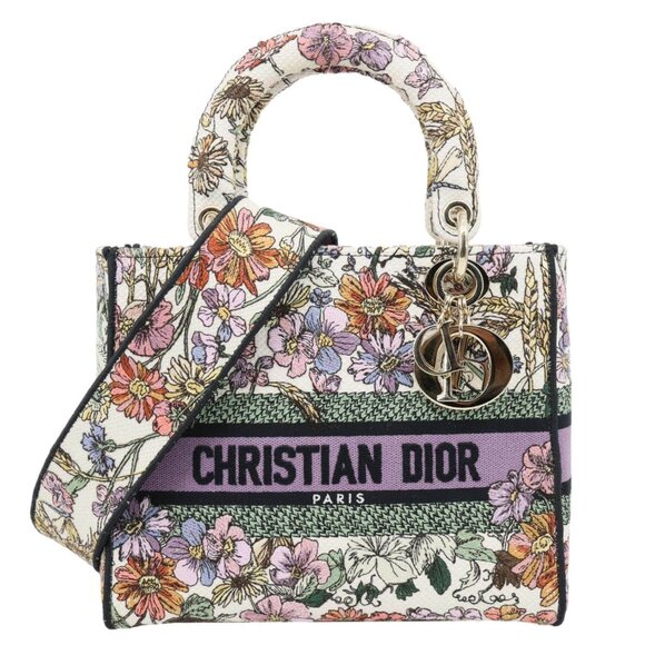 Christian Dior  Lady D-Lite Medium Floral Embroidered Canvas Shoulder Bag - Picture 1 of 14